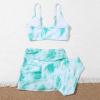 KAGAYD Kids Child Girls 3-Pieces Swimsuits Bathing Suit Flower Print Bikini Tops Underpants Skirt (a-Green, 7-8 Years) view 4