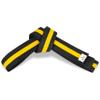 MACS Martial Arts 1.75" Wide Karate/Taekwondo Double Wrap Black Belts with Color Stripe (Black Belt With Yellow Stripe, 8 (136")) view 1