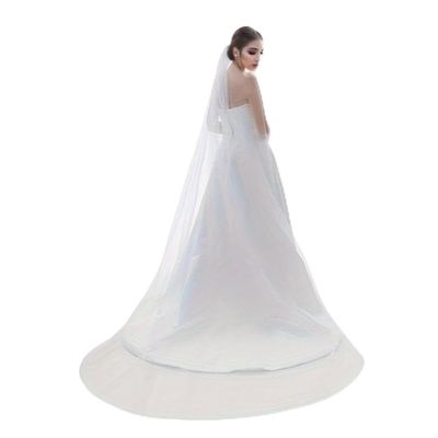 ROSEEDEN Roseeden1T one Tier long Lace Veil wedding bridal woman long veil soft tulle veil with metal comb Rhinestone edge Off white Length 137", Width 59"