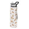 Caikeny Water Bottle with Straw French Croissant Sports Bottles Black Gold BPA-Free Tritan Water Jug with Carrying Strap for Women Men Gym view 1
