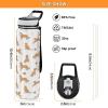 Caikeny Water Bottle with Straw French Croissant Sports Bottles Black Gold BPA-Free Tritan Water Jug with Carrying Strap for Women Men Gym view 3