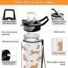 Caikeny Water Bottle with Straw French Croissant Sports Bottles Black Gold BPA-Free Tritan Water Jug with Carrying Strap for Women Men Gym view 4