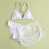 KAGAYD Girls Swimsuits 3Pcs Solid Bathing Suits Summer Triangle Beach Surf Tankini Swimwear Set with (White, 8-10 Years) view 2