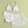 KAGAYD Girls Swimsuits 3Pcs Solid Bathing Suits Summer Triangle Beach Surf Tankini Swimwear Set with (White, 8-10 Years) view 3
