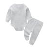 Baby Boy Girl Clothes Set Ribbed Outfits Unisex Infant Solid Long Sleeve Tops Pants 2PCS for 3-6 Months Baby Gray view 2