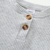 Baby Boy Girl Clothes Set Ribbed Outfits Unisex Infant Solid Long Sleeve Tops Pants 2PCS for 3-6 Months Baby Gray view 3