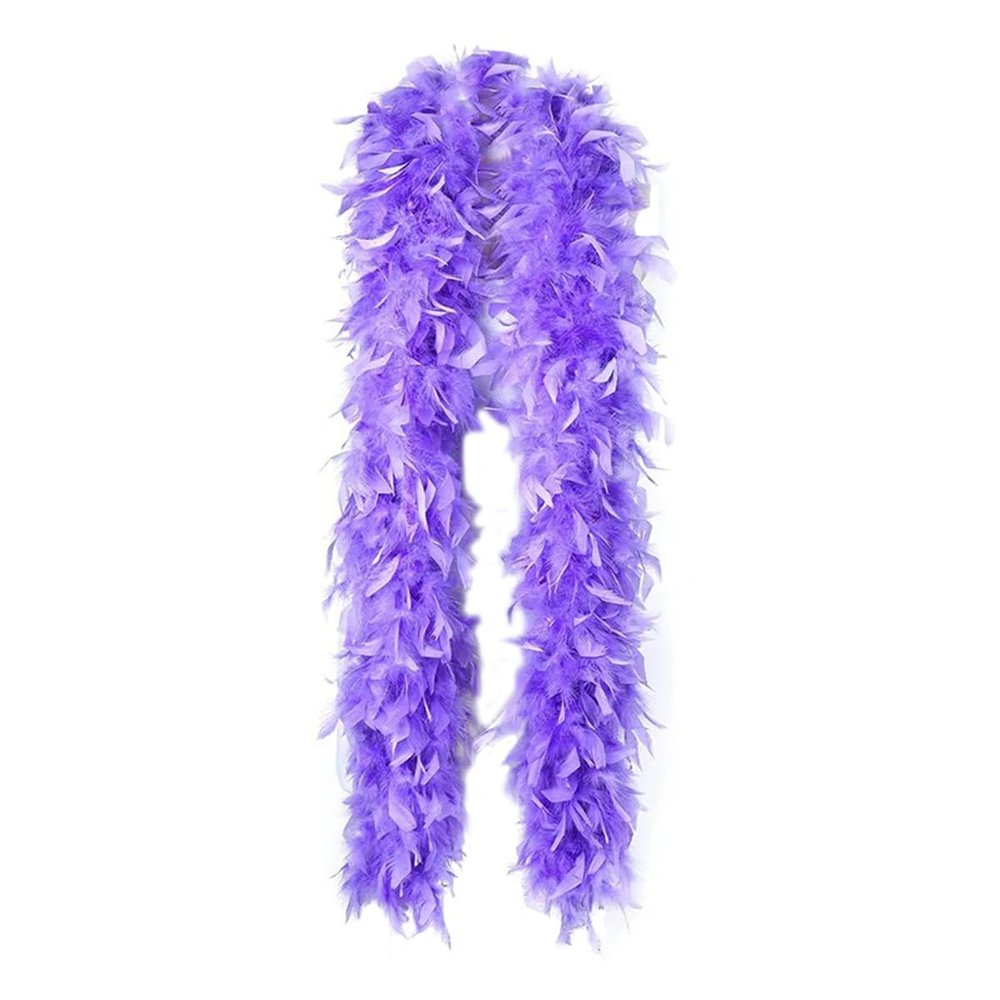 homeemoh 6.56FT Long Fluffy Feathers Boa, 80g Natural Turkey Feathers Boa Fancy Dress Boa Feathers Scarf for Costume Dress up (Light Purple)