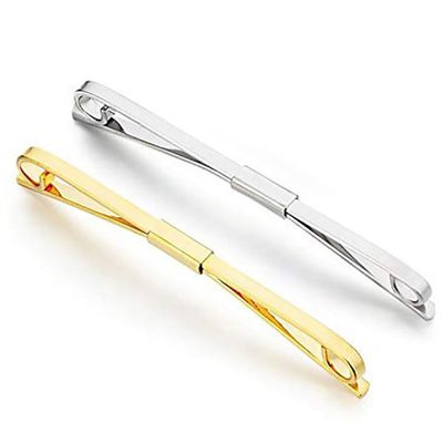 2 Pcs Shirt Collar Bar Tie Pins Unique Necktie Pins Tie Clasp Set Metal Tie Clips For Men Wedding Collar Bar For Men's Dress Shirts