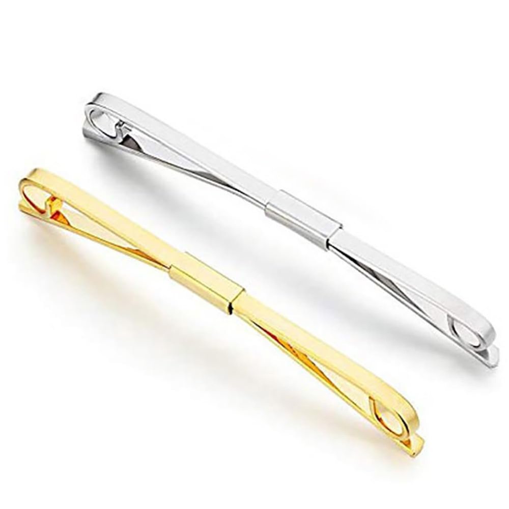 2 Pcs Shirt Collar Bar Tie Pins Unique Necktie Pins Tie Clasp Set Metal Tie Clips For Men Wedding Collar Bar For Men's Dress Shirts