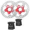 BUCKLOS IIIPRO Red MTB 180mm Floating Disc Brake Rotor with 6PC Bolts and BL-01S 2 Pair Disc Brake Pads for Ceramic Shimano N03A N04C L05A K04S K04Ti K05S K05Ti M8110 M7110 view 1