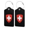 NUSDB Coat of Arms of Switzerland Leather Baggage Bag Luggage Tags with Stainless Steel Loop and Privacy Cover, 4 PCS, Black view 1
