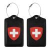 NUSDB Coat of Arms of Switzerland Leather Baggage Bag Luggage Tags with Stainless Steel Loop and Privacy Cover, 4 PCS, Black view 3