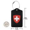 NUSDB Coat of Arms of Switzerland Leather Baggage Bag Luggage Tags with Stainless Steel Loop and Privacy Cover, 4 PCS, Black view 4