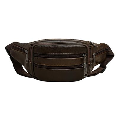 Trendy Vintage PU Leather Waist Bag for Outdoor Sports and Travel, Sling Chest Crossbody Anti Theft Waterproof Bag for Men (B)