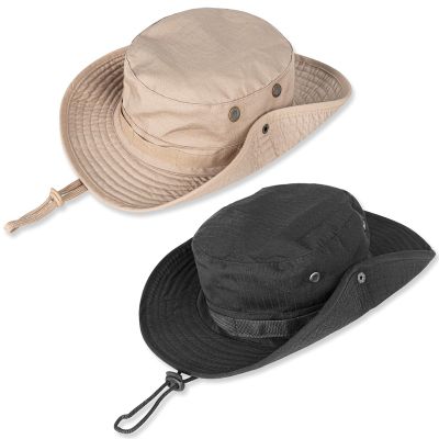 Sun Hats for Men Women Bucket Hat UPF 50+ UV Protection Boonie Hat for Safari Fishing Hiking Garden Beach Khaki+Black