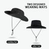 Sun Hats for Men Women Bucket Hat UPF 50+ UV Protection Boonie Hat for Safari Fishing Hiking Garden Beach Khaki+Black view 3