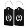 NUSDB Japanese Kanji Character Ronin Leather Baggage Bag Luggage Tags with Stainless Steel Loop and Privacy Cover, 1 PCS, Black view 1