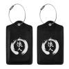 NUSDB Japanese Kanji Character Ronin Leather Baggage Bag Luggage Tags with Stainless Steel Loop and Privacy Cover, 1 PCS, Black view 3