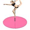 ZGFUSVFD Foldable Circular Exercise Dance Pole Mat Gymnastic Yoga Fitness Dance Mat Non-slip Shock Absorption Portable Pole Dancing Safety Mat Epe Foam Crash Mat, 150x3cm, Pink view 1