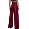 Women's Casual Pants Sparkly Sequin Wide Leg Pant Loose High Waisted Shiny Party Clubwear Bling Glitter Trousers Elastic Tummy Control Lounge Straight Leg Pant(A-Wine,Small) view 2