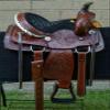 Western Horse Riding Brown Saddle Primeum Leather Comfy Seat Pleasure Trail Barrel Racing Hand Tooled view 3