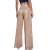 High Waisted Pants for Women Wide Leg Pant Glitter Sequin Loose Long Pants Bling Party Clubwear Elastic Casual Pants with Pocket Tummy Control Lounge Trousers(A-Champagne,Small) view 2