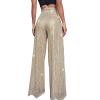 High Waisted Pants for Women Wide Leg Pant Glitter Sequin Loose Long Pants Bling Party Clubwear Elastic Casual Pants with Pocket Tummy Control Lounge Trousers(A-Beige,Large) view 2