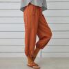 Cotton Casual Capri for Women Elastic High Waisted Loose Lantern Tapered Harem Pants with Pockets Orange view 3