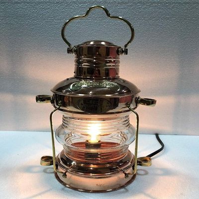 NineFit Basics Antique Copper Brass Electric Lantern 14 Ship Lamp Boat Maritime Collectible, Clear