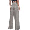 High Waisted Pants for Women Wide Leg Pant Glitter Sequin Loose Long Pants Bling Party Clubwear Elastic Casual Pants with Pocket Tummy Control Lounge Trousers(A-Gray,Medium) view 2