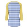 3/4 Sleeve Tops for Women Spring Contrast Crewneck Striped Raglan Shirts Dressy Casual Layering Cute Blouses Ethnic Three Quarter Sleeve Beach Country Tunic Tops to Wear with Leggings 2025 White view 4
