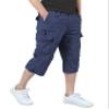 Calsky Men's Casual Twill Elastic Cargo Shorts Loose Fit Multi-Pocket 3/4 Capri Long Shorts Below Knee Casual with 7 Pockets (US, Numeric, 36, Regular, Regular, Blue) view 1