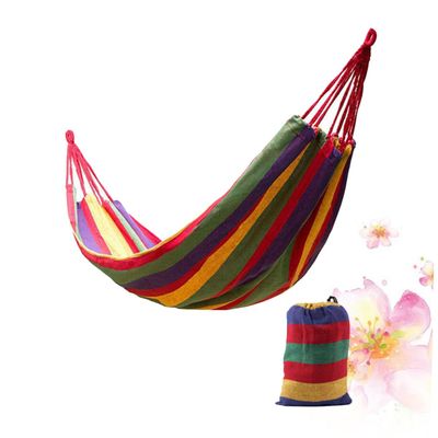 HANABASS Rainbow Striped Canvas Hammock Swing Double Widen Camping Hammock for Outdoor Adventures and Travel