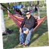 HANABASS Rainbow Striped Canvas Hammock Swing Double Widen Camping Hammock for Outdoor Adventures and Travel view 3