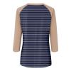 3/4 Length Sleeve Womens Tops Raglan Contrast Striped Crew Neck Tshirts Dressy Casual Layering Summer Blouses Three Quarter Length Sleeve Fashion Elegant Long Tunic Tops with Leggings 2025 Royal Blue view 4