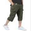 Calsky Men's Casual Twill Elastic Cargo Shorts Loose Fit Multi-Pocket 3/4 Capri Long Shorts Below Knee Casual with 7 Pockets (US, Numeric, 40, Regular, Regular, Green) view 1