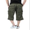 Calsky Men's Casual Twill Elastic Cargo Shorts Loose Fit Multi-Pocket 3/4 Capri Long Shorts Below Knee Casual with 7 Pockets (US, Numeric, 40, Regular, Regular, Green) view 3