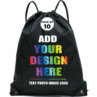 SMALL COLOR Custom Drawstring Backpacks With Logo Photo Name Personalized Football Bag Gifts Sport Cinch Gym Bag (10, Black), ordinary