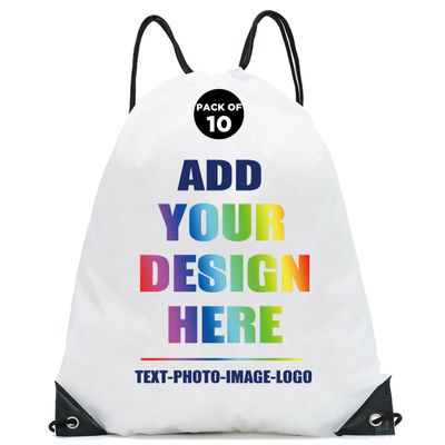 SMALL COLOR Custom Drawstring Backpacks With Logo Photo Name Personalized Football Bag Gifts Sport Cinch Gym Bag (10, White), ordinary