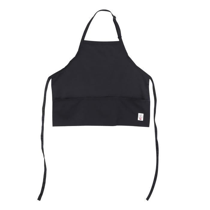 CAC China APBB-3K Chef's Pride Black Mid-Length Adjustable 3-Pocket Bib Apron