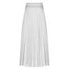 Akklian Pleated Midi Skirts for Women High Waisted A-Line Satin Skirts Chiffon Flare Casual Skirt 2024 Plus Size Midi Dress White view 3