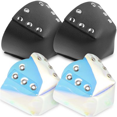 BESPORTBLE 2pairs Roller Skates Toe Caps Guards Durable Leather Toe Protectors for Quad Skating Lightweight Easy to Clean Suitable for All Skates Colorful Black