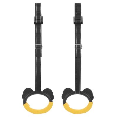 Yardwe Kids Gymnastics Rings with Adjustable Nylon Straps Plastic Gym Rings for Kids Indoor Outdoor Exercise Strength Training and Coordination Development 4.92X4.05X0.78 Inches