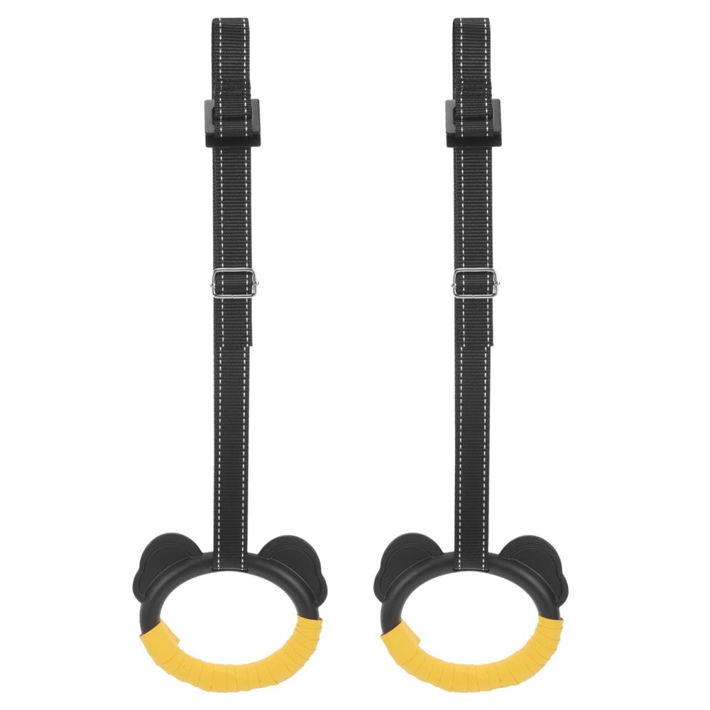 Yardwe Kids Gymnastics Rings with Adjustable Nylon Straps Plastic Gym Rings for Kids Indoor Outdoor Exercise Strength Training and Coordination Development 4.92X4.05X0.78 Inches