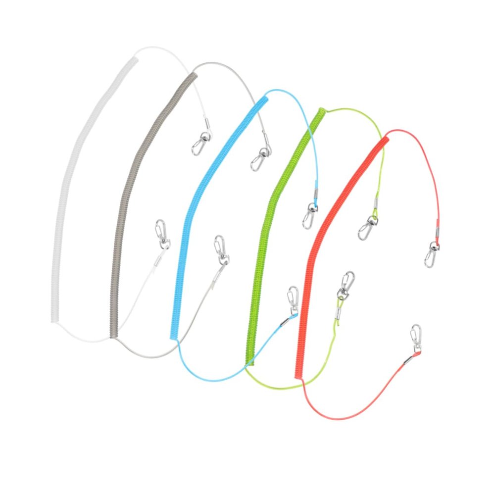 HANABASS Fishing Lanyard with Steel Wire Ring 5pcs Retractable Ropes Fishing Rigs Wire Key Ring Steel Keychain Random Color