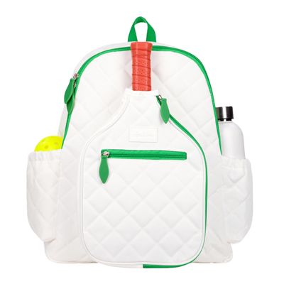 Ame & Lulu Pickleball Time Backpack (Quilted White/Green)