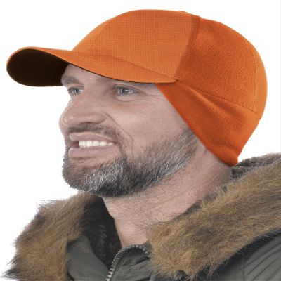 2SBR 2SABERS Mens Winter Hat with Earflaps and Visor - Warm Trucker Baseball Cap Hat Blaze Orange