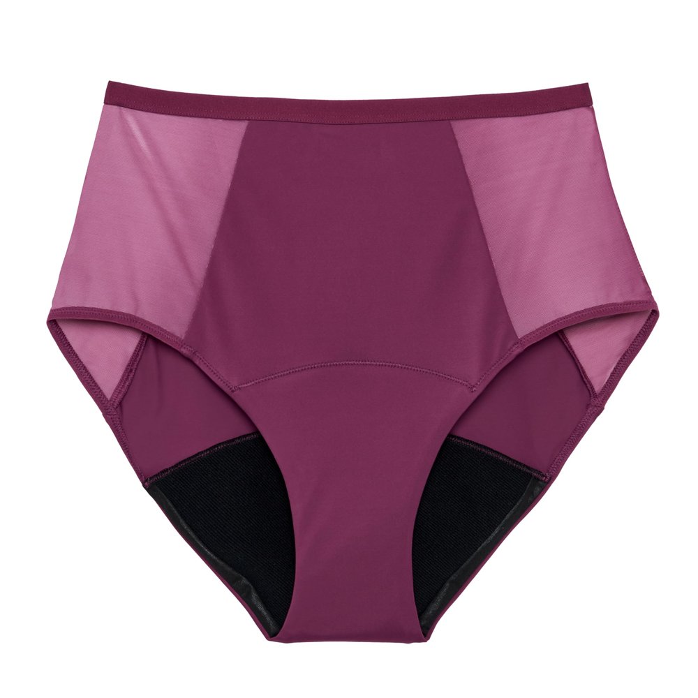 THINX Period Underwear, Comfort-Stretch Hi-Waist, Holds Up to 12 Regular Tampons*, Period Panties, All-Day Absorbency Menstrual Underwear for Women, Leakproof & Reusable, Plum, 2X