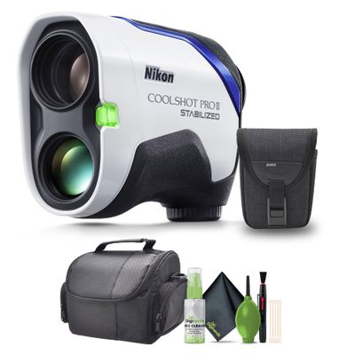 Nikon 6x21 CoolShot Pro II Stabilized Waterproof Golf Laser Rangefinder with Slope (16758) + Case + Cleaning Kit (Renewed)