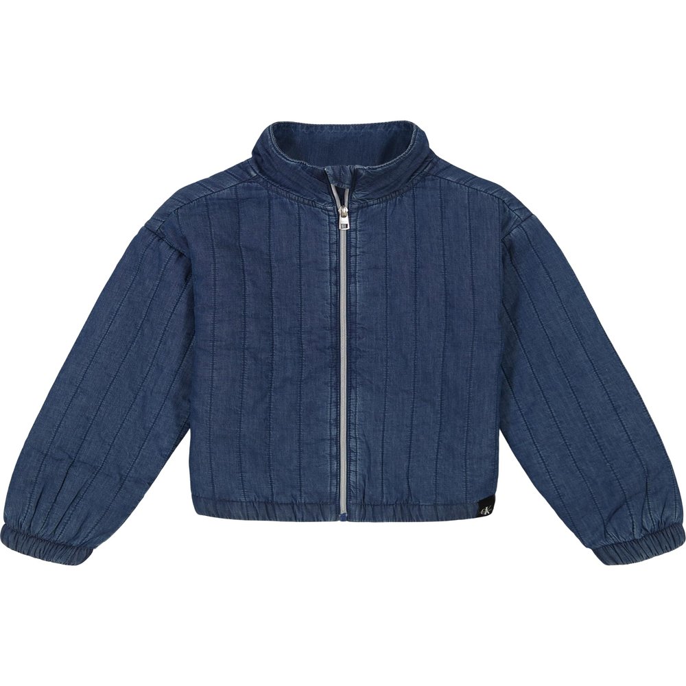 Calvin Klein Girls' Basic Jean Jacket, Stretch Denim with Button Closure, Casual Style, Indigo Padded, 7